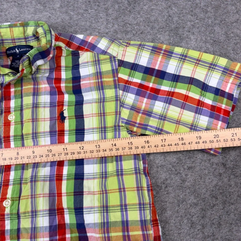 Ralph Lauren Button Down Shirt Boys Small Multi Color Plaid Short Sleeve